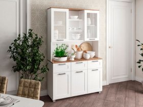 Буфет Катерини (дуб бельмунд/белое дерево) в Чернышевском - chernyshevskij.mebel-nsk.ru | фото