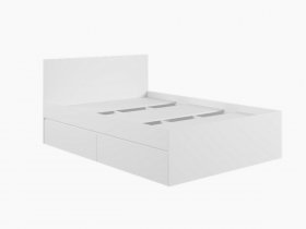 Кровать двуспальная с ящиками 1,4м Мадера-М1400 (белый) в Чернышевском - chernyshevskij.mebel-nsk.ru | фото