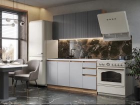 Кухонный гарнитур Ника 1,6 м (графит/серый софт) в Чернышевском - chernyshevskij.mebel-nsk.ru | фото