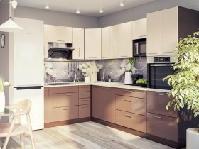 Модульная кухня Классика (ваниль/шоколад) в Чернышевском - chernyshevskij.mebel-nsk.ru | фото