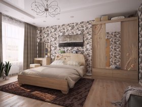 Модульная спальня Виктория-1 (дуб сонома) в Чернышевском - chernyshevskij.mebel-nsk.ru | фото