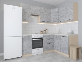 Модульная угловая кухня 1,4м*2,1м Лада (цемент) в Чернышевском - chernyshevskij.mebel-nsk.ru | фото
