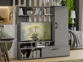 Стенка «Сиена» (графит серый) в Чернышевском - chernyshevskij.mebel-nsk.ru | фото