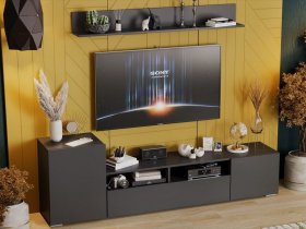 Стенка «Сильвия» (графит серый) в Чернышевском - chernyshevskij.mebel-nsk.ru | фото